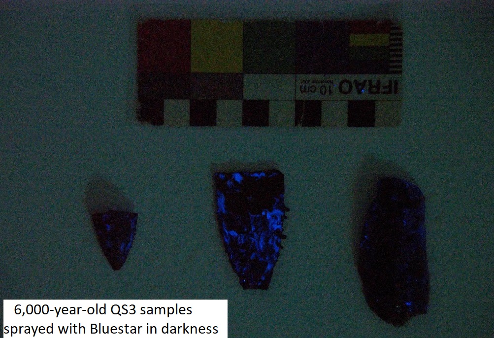 Detail of the same projectile tips sprayed with BLUESTAR® FORENSIC MAGNUM
